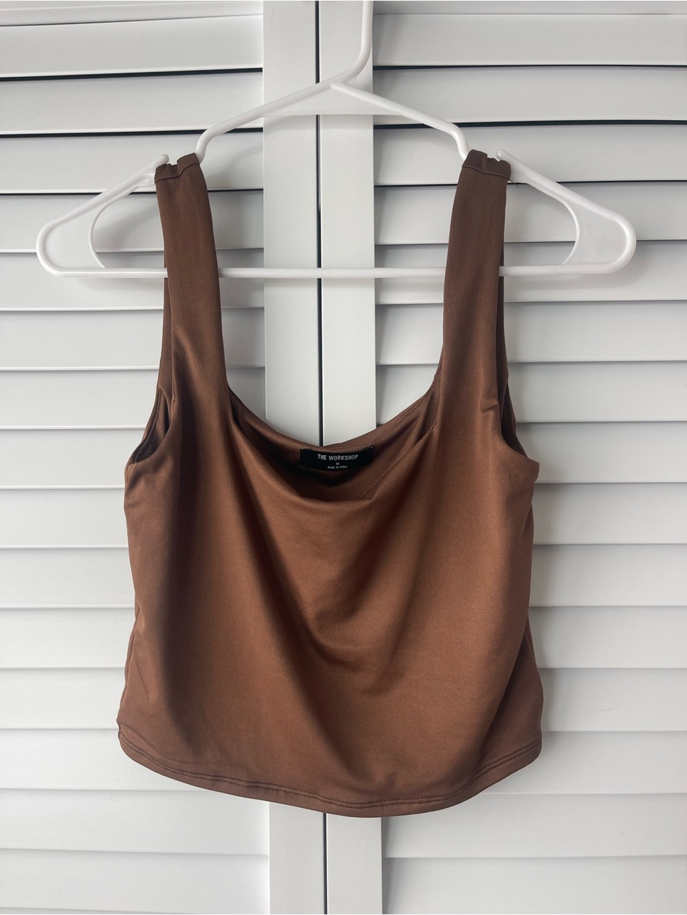 Workshop Republic Clothing Brown Scoop Neck Crop Tank